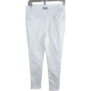 Martha Stewart Women's Jeans Size 8 White Knit Denim Ankle Pull On Elastic NWOT